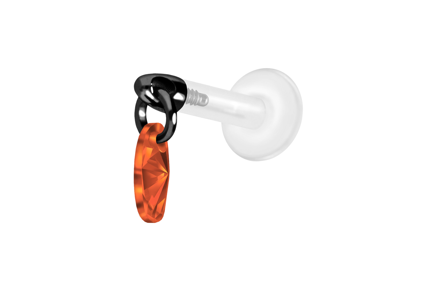 PTFE Labret Piercing mit Innengewinde + Titan-Aufsatz KRISTALLOVAL